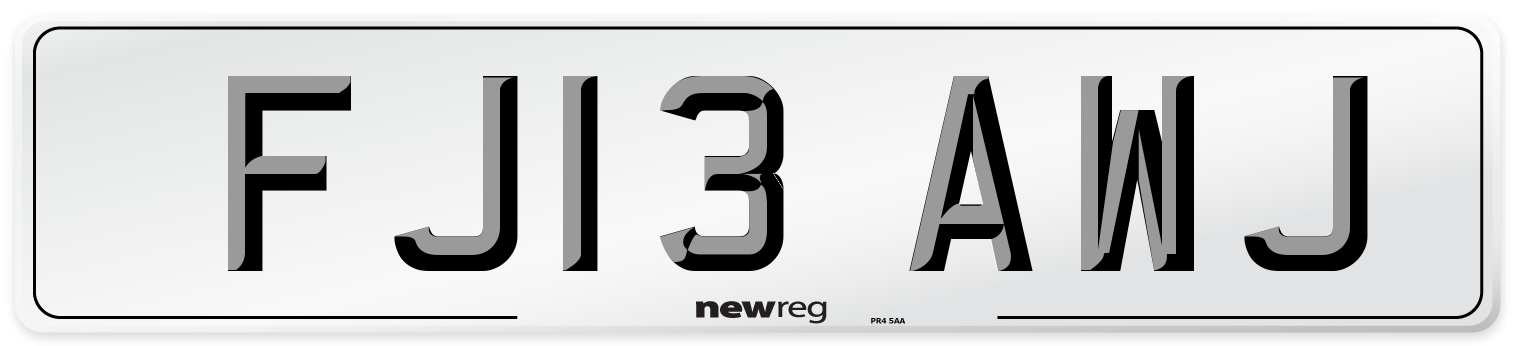 FJ13 AWJ Number Plate from New Reg